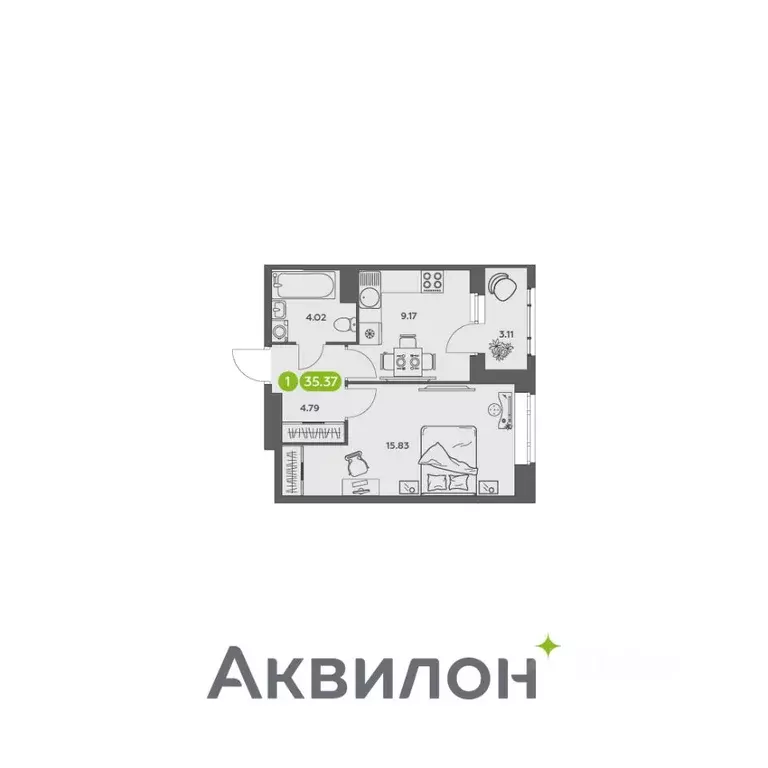 1-к кв. Архангельская область, Архангельск АКвартал жилой комплекс ... - Фото 0