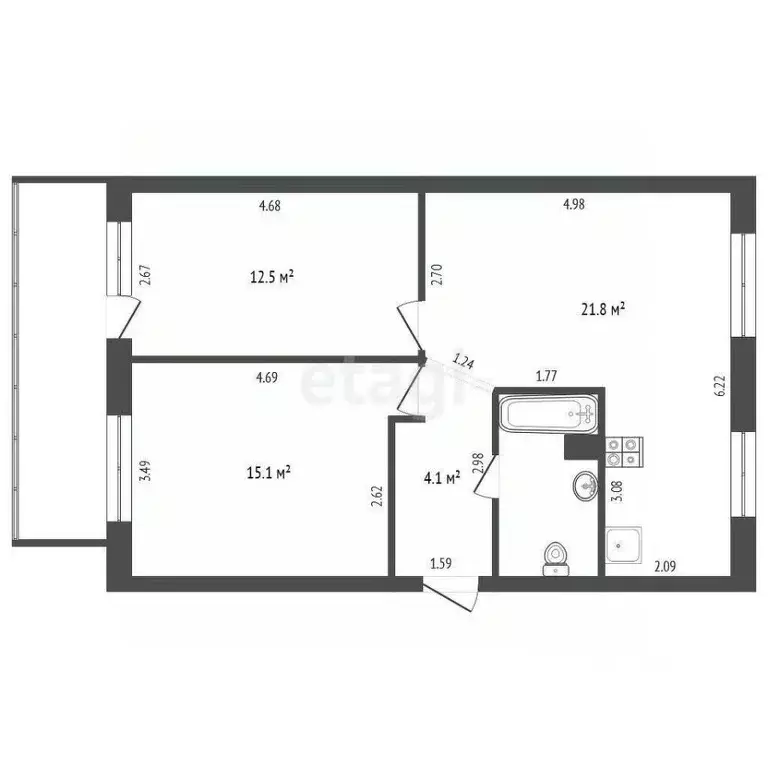 3-к кв. Калужская область, Калуга Тульская ул., 100 (58.3 м) - Фото 2