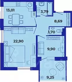 2-к кв. Брянская область, Брянск ул. Имени О.С. Визнюка, 20 (62.76 м) - Фото 0