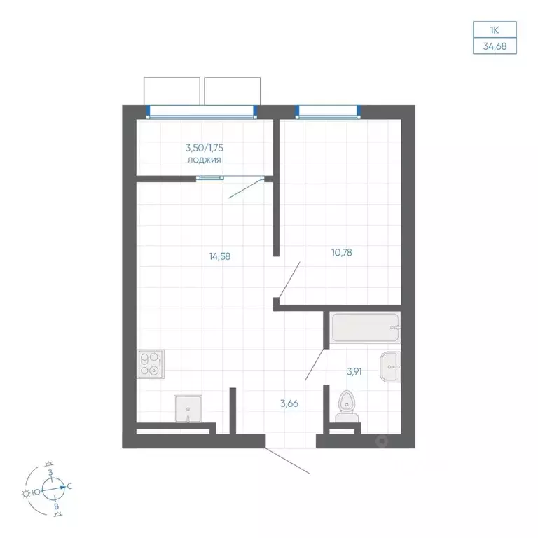1-к кв. Челябинская область, Челябинский городской округ, пос. ... - Фото 1