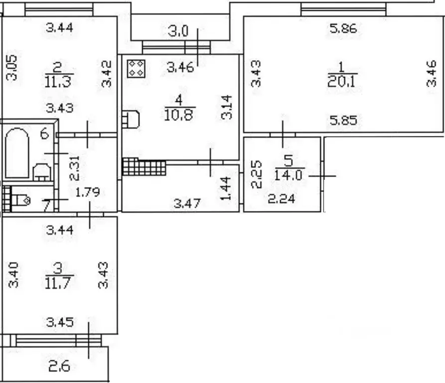 3-к кв. Санкт-Петербург Малая Балканская ул., 62/25 (71.5 м) - Фото 2