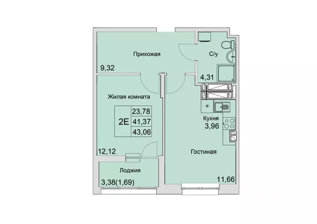 2-к кв. Ростовская область, Батайск  (43.06 м) - Фото 1