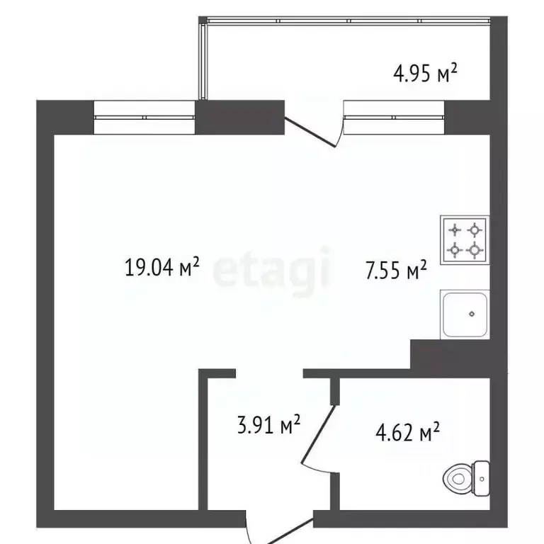 1-к кв. Красноярский край, Красноярск Соколовская ул., 20В (36.58 м) - Фото 1