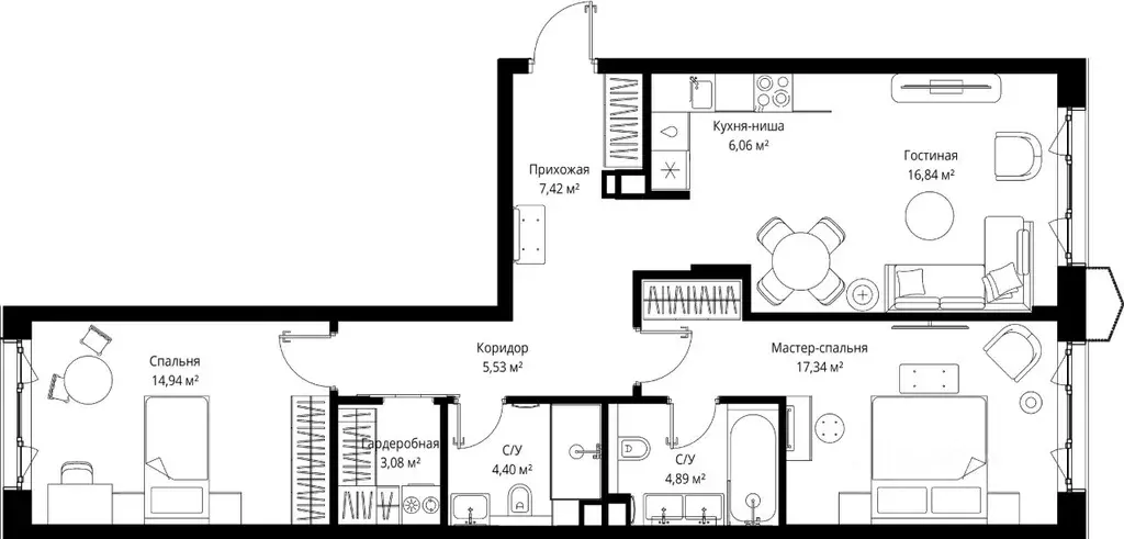 2-к кв. Московская область, Одинцовский городской округ, д. Ликино, ЖК ... - Фото 2