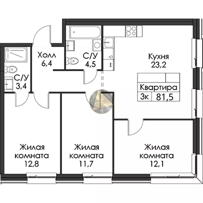 3-комнатная квартира: Санкт-Петербург, Галерный проезд, 1к2 (81.5 м) - Фото 1
