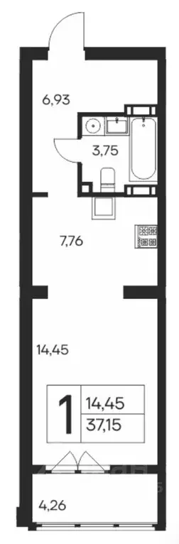 1-к кв. Крым, Ялта ул. Кирова, 159 (37.15 м) - Фото 1