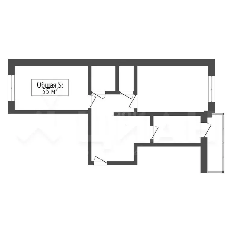 2-к кв. Коми, Ухта ул. Сенюкова, 18 (51.2 м) - Фото 2