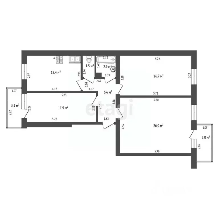3-к кв. Смоленская область, Смоленск Краснинское ш., 30 (86.0 м) - Фото 2