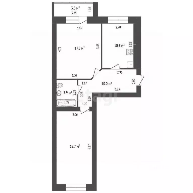 2-к кв. Тамбовская область, Тамбовский муниципальный округ, д. ... - Фото 2