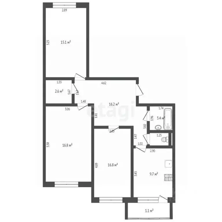 3-к кв. Ямало-Ненецкий АО, Новый Уренгой просп. Губкина, 26 (78.2 м) - Фото 2