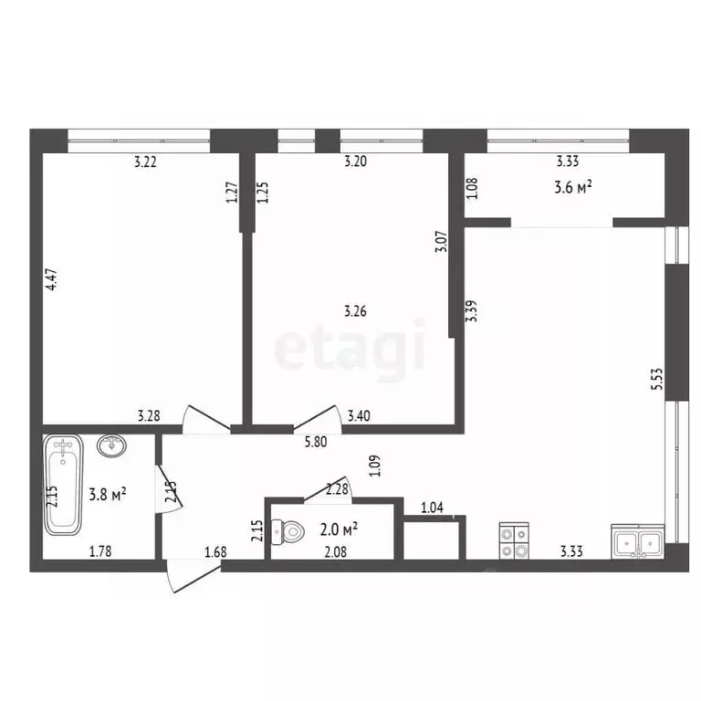 2-к кв. Тюменская область, Тюмень ул. Тимофея Чаркова, 83 (65.0 м) - Фото 2