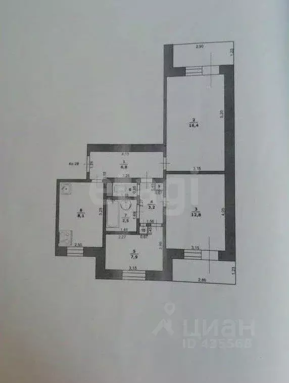3-к кв. Белгородская область, Алексеевка Республиканская ул., 69 (59.1 ... - Фото 2