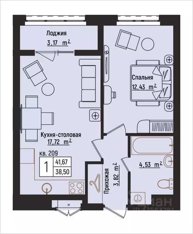 1-к кв. Нижегородская область, Нижний Новгород Литературная ул., 5 ... - Фото 1