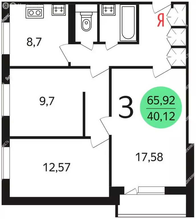 3-комнатная квартира: Москва, улица Малыгина, 14к2 (67 м) - Фото 1