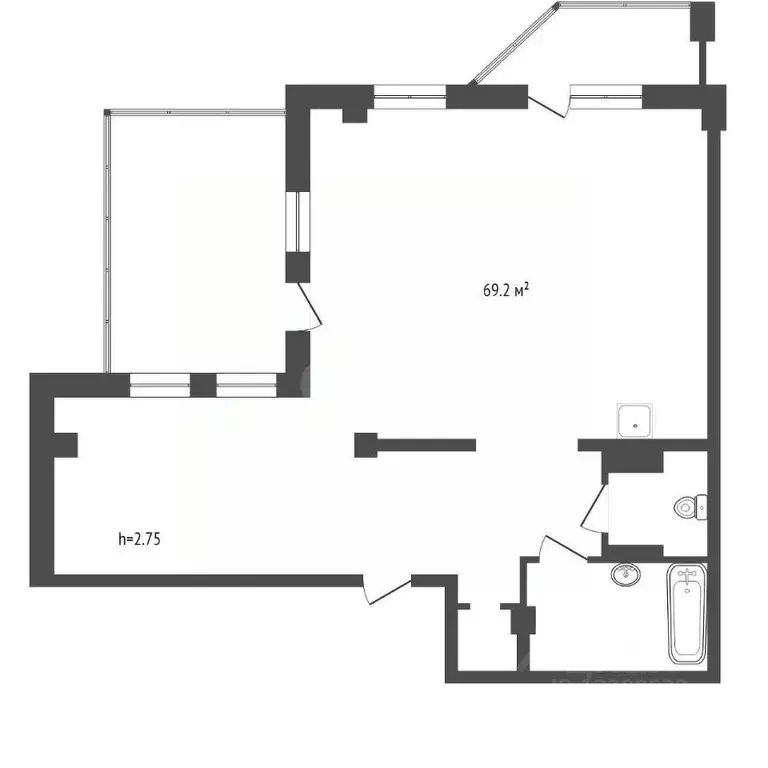 2-к кв. Красноярский край, Красноярск Комсомольский просп., 22/2 (79.1 ... - Фото 2