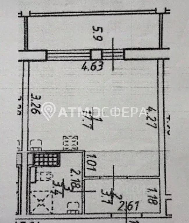 Студия Санкт-Петербург ул. Плесецкая, 20к1 (24.2 м) - Фото 2