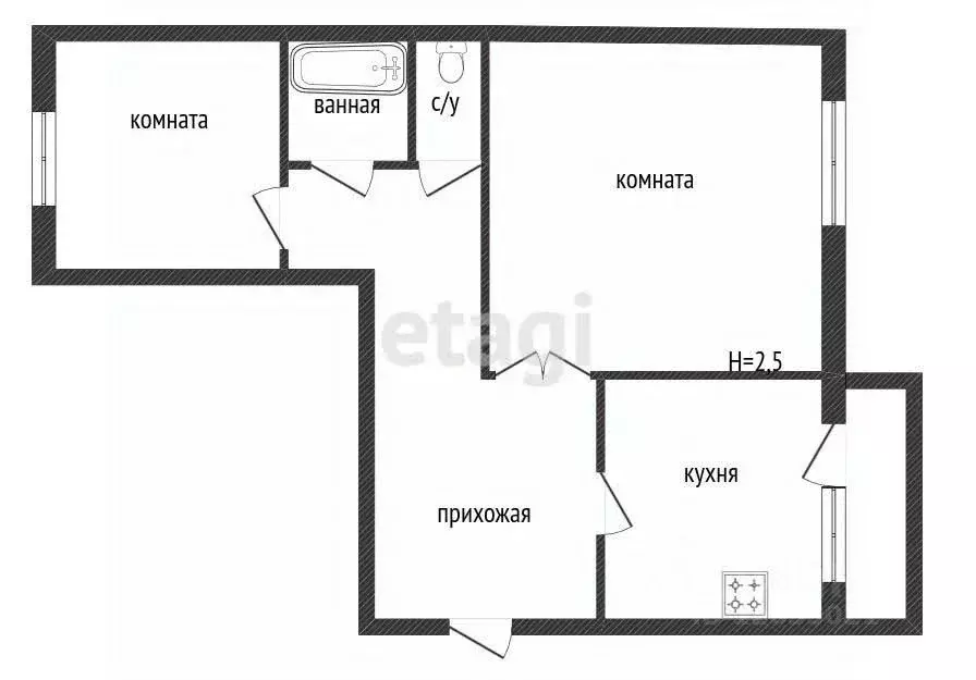 2-к кв. Костромская область, Кострома Давыдовский-1 мкр, 14 (53.0 м) - Фото 1