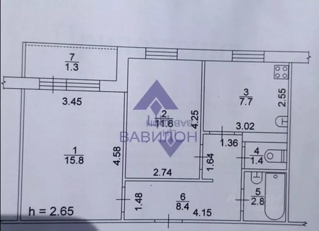 2-к кв. Ростовская область, Волгодонск ул. Гагарина (47.7 м) - Фото 2