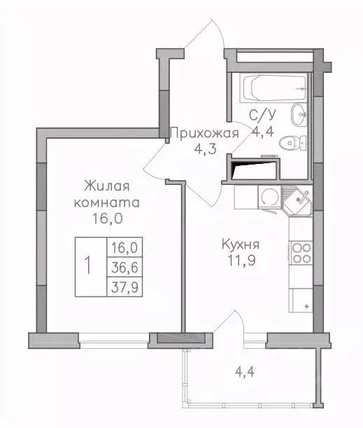 1-к кв. Воронежская область, Воронеж Поколение жилой комплекс (37.9 м) - Фото 0