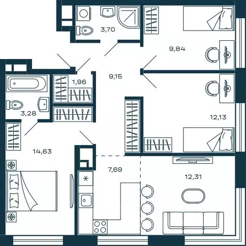 3-к кв. Московская область, Красногорск Центральная ул., 68А (74.69 м) - Фото 0