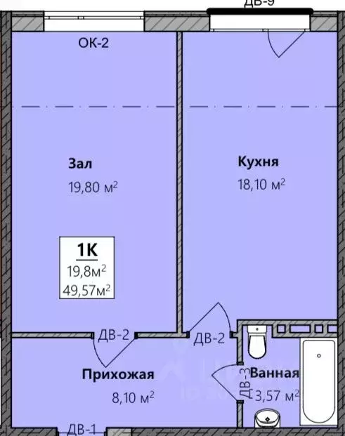 1-к кв. Дагестан, Махачкала ул. Керимова, 45А/1 (49.8 м) - Фото 1