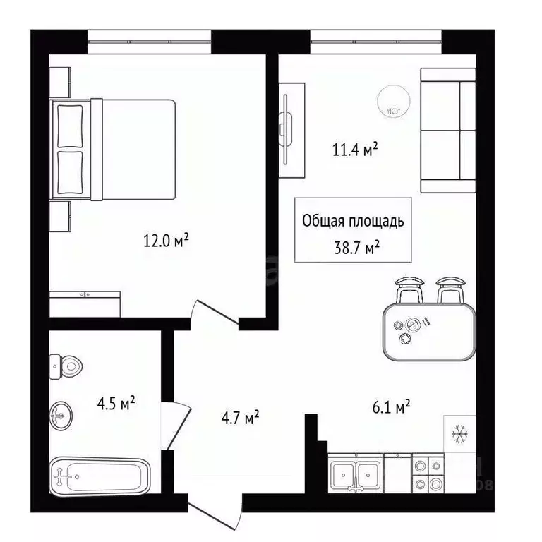 2-к кв. Новосибирская область, Новосибирск Кедровая ул., 79 (38.7 м) - Фото 2