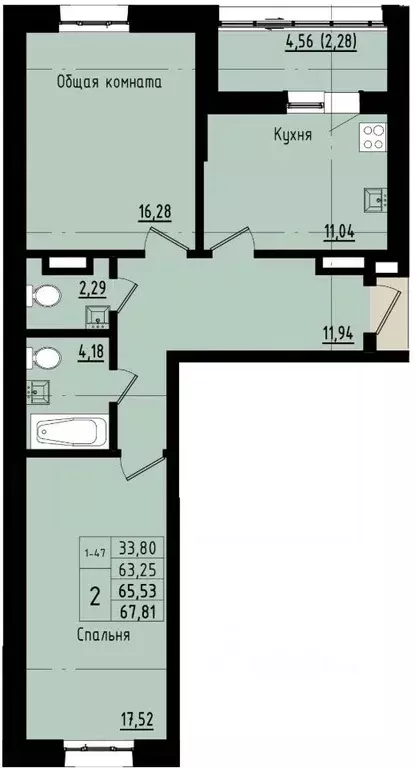 2-к кв. Саха (Якутия), Покровск ул. Орджоникидзе, 68 (65.53 м) - Фото 1