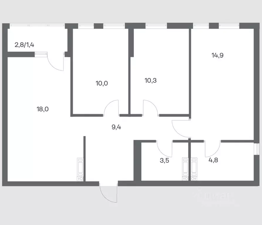 3-к кв. Калининградская область, Калининград ул. Юрия Гагарина, 30 ... - Фото 1