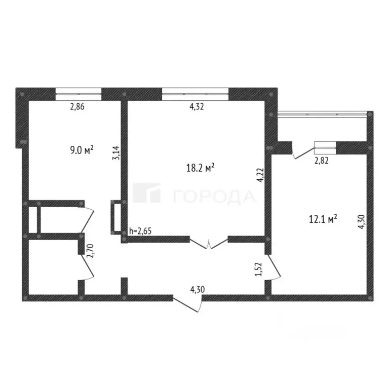 2-к кв. Кемеровская область, Новокузнецк просп. Строителей, 100 (52.4 ... - Фото 2