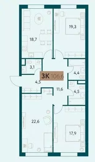 3-к кв. Москва Винницкая ул., 8к4 (107.0 м) - Фото 2