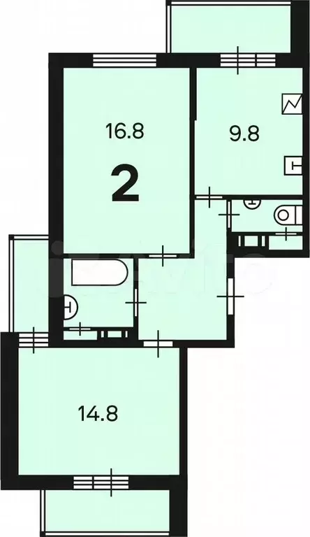 Аукцион: 2-к. квартира, 53,6 м, 4/14 эт. - Фото 0