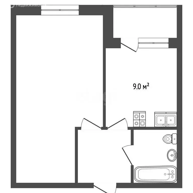 1-комнатная квартира: Архангельск, Ленинградский проспект, 40к1 (30.4 ... - Фото 1