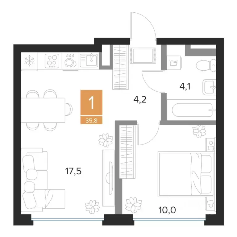1-к кв. Курская область, Курск Парковый квартал Чувства жилой комплекс ... - Фото 1