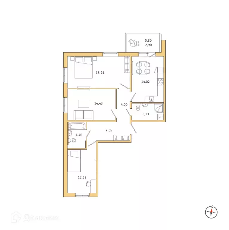 Продаётся 3-к квартира, 84 м - Фото 0