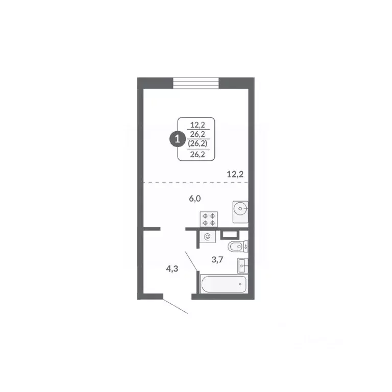 Студия Кировская область, Киров ул. Пушкина, 25 (26.2 м) - Фото 1