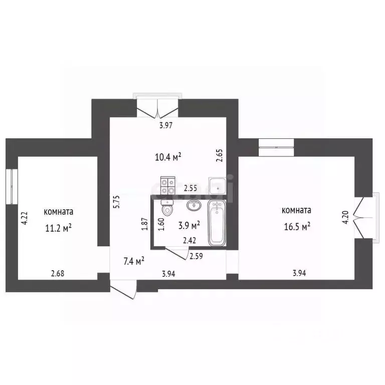 2-к кв. Калининградская область, Светлогорск Новая ул., 7 (49.4 м) - Фото 1
