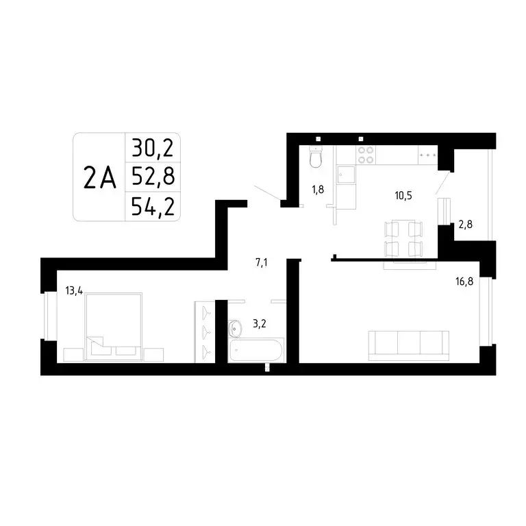 2-комнатная квартира: Стерлитамак, Магистральная улица, 78 (54.2 м) - Фото 0