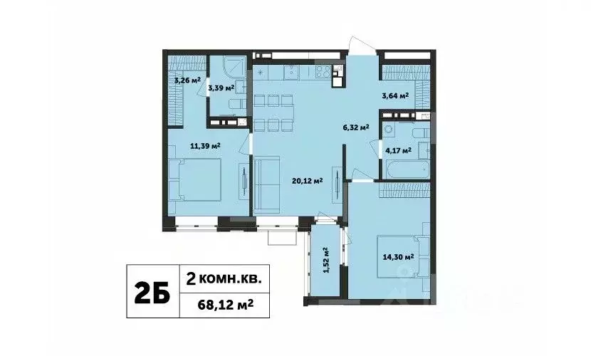 2-к кв. Удмуртия, Ижевск ул. Академика Павлова (68.12 м) - Фото 1