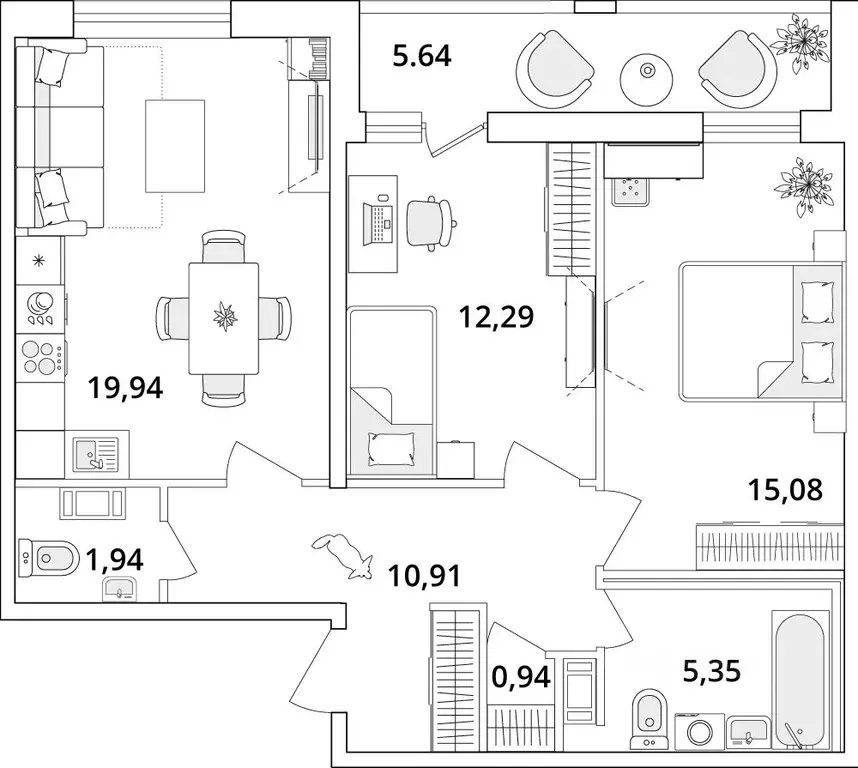 2-к кв. Санкт-Петербург Кубинская ул., 82к3с1 (69.5 м) - Фото 0