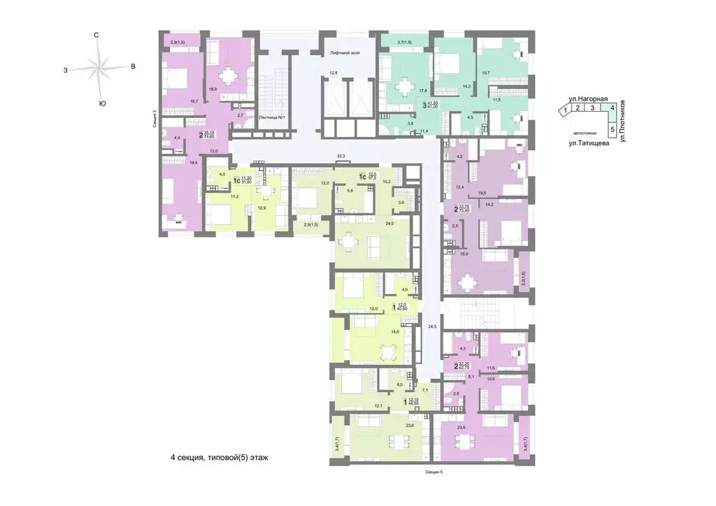 3-комнатная квартира: Екатеринбург, улица Плотников, 6А (81 м) - Фото 1