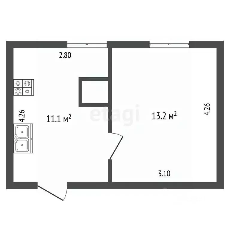 1-к кв. Башкортостан, Бирск ул. Ленина, 8 (24.3 м) - Фото 1