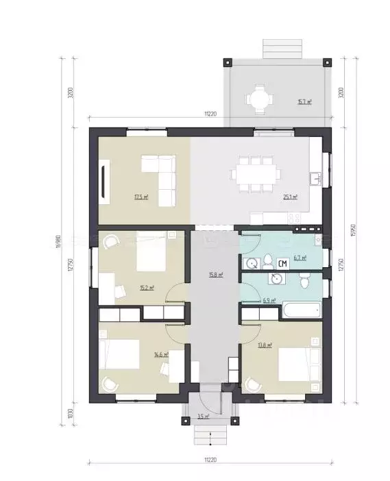 Дом в Татарстан, Высокогорский район, с. Альдермыш Зеленая ул. (135 м) - Фото 2