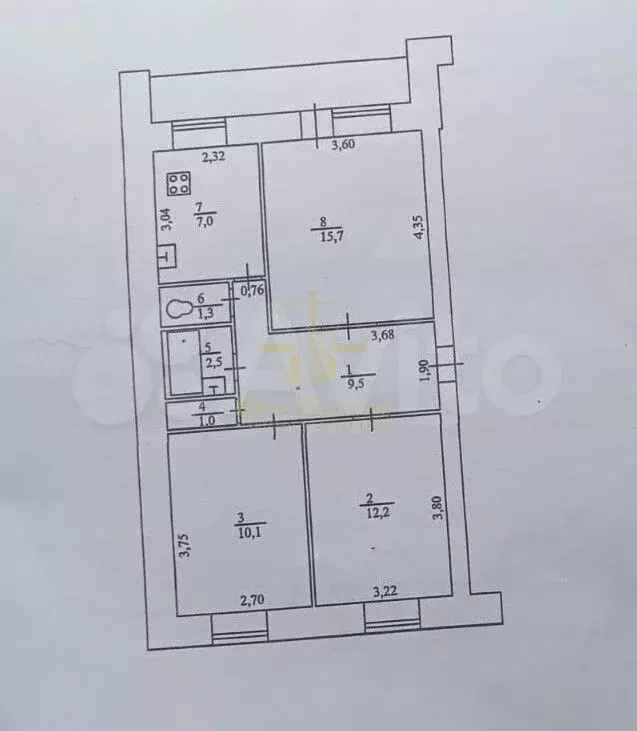 3-к. квартира, 62 м, 4/5 эт. - Фото 0