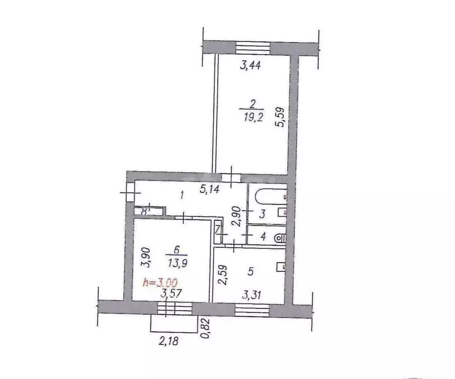 2-комнатная квартира: Новокузнецк, проезд Казарновского, 1 (56.8 м) - Фото 1