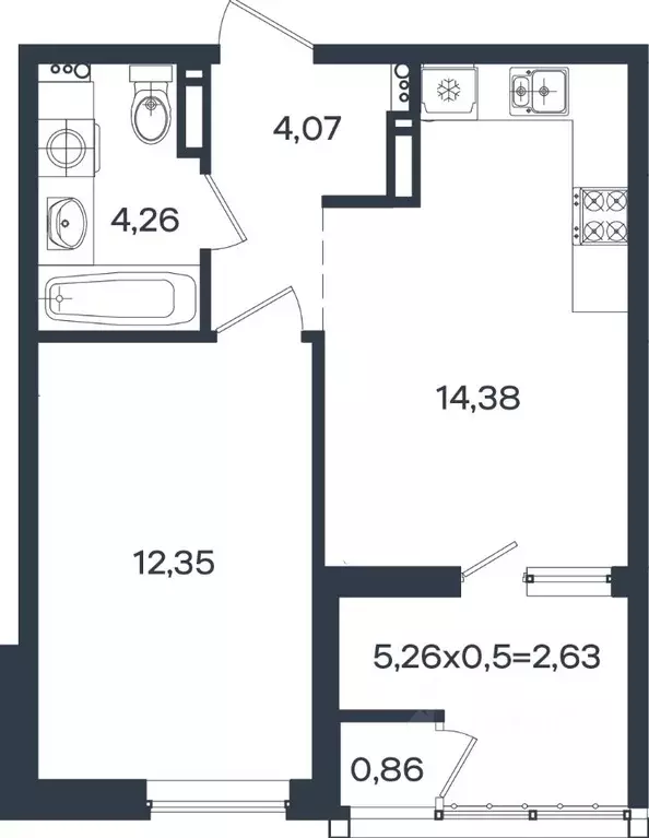 1-к кв. Краснодарский край, Краснодар Образцово мкр,  (38.55 м) - Фото 0