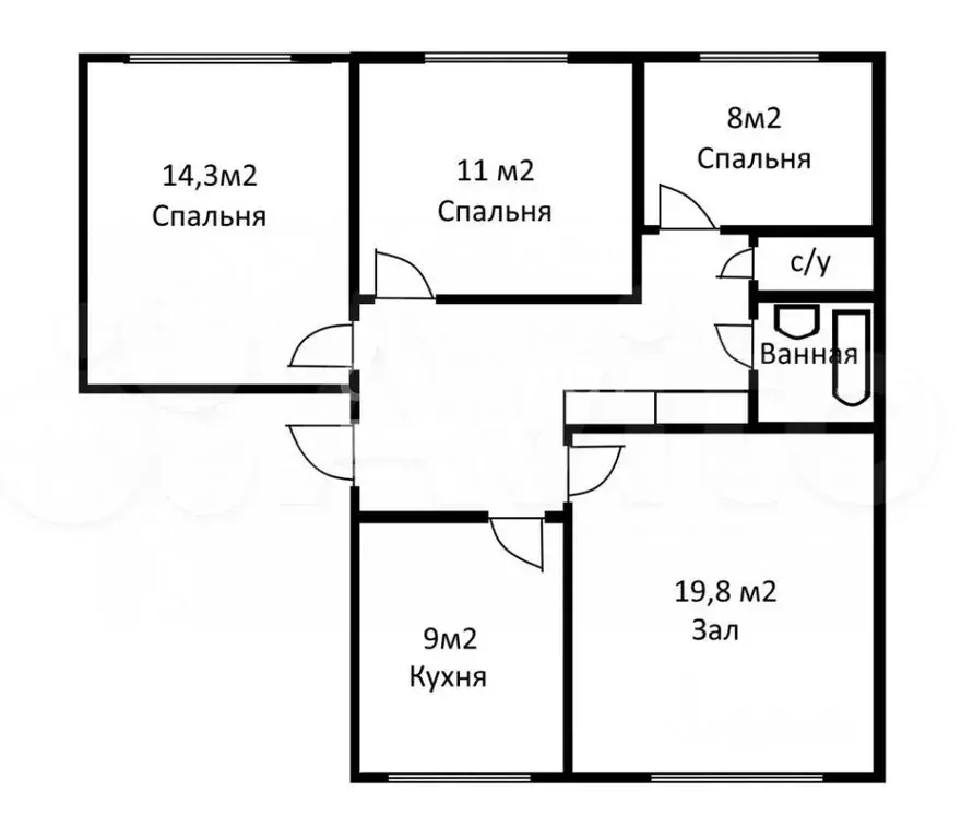 4-к кв. Томская область, Томск ул. Интернационалистов, 23 (77.9 м) - Фото 1