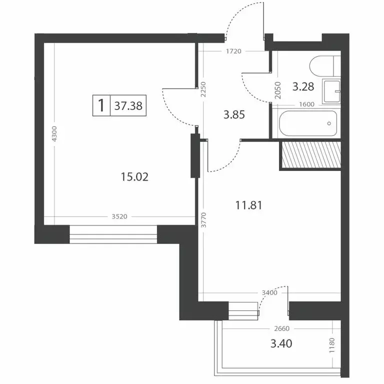 1-комнатная квартира: Тверь, микрорайон Южный (37.38 м) - Фото 2