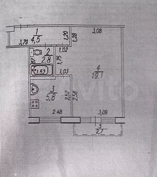 1-к. квартира, 33 м, 4/5 эт. - Фото 0