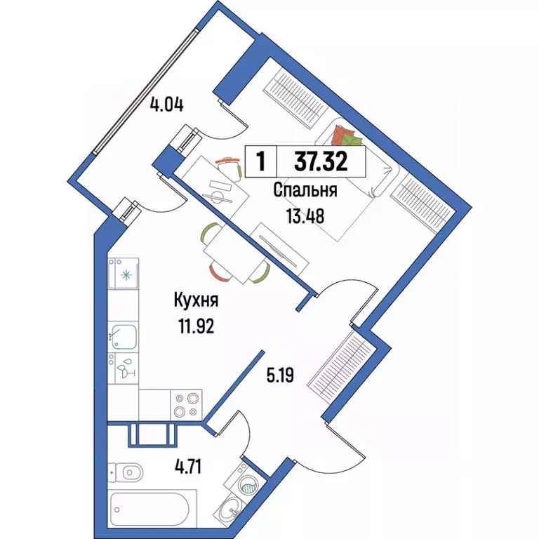 1-к кв. Ленинградская область, Мурино Всеволожский район, Урбанист ... - Фото 1
