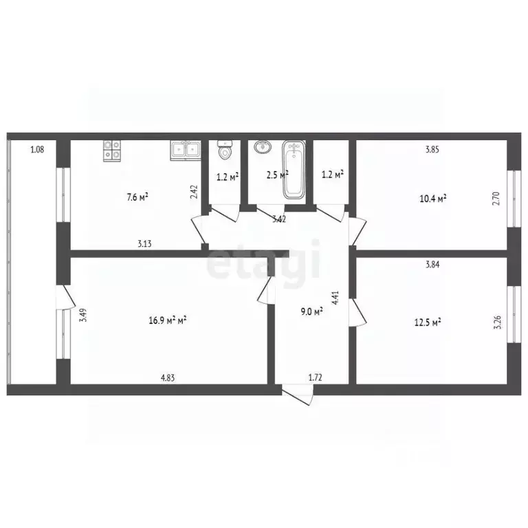 3-к кв. Челябинская область, Сосновский муниципальный округ, пос. ... - Фото 1